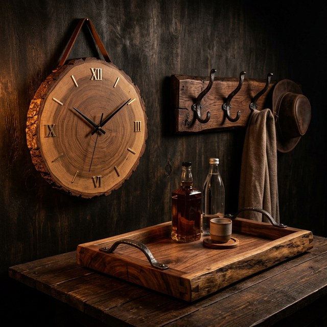 Praktické drevené predmety — hodiny, tácne, vešiaky